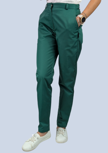 spodnie medyczne  damskie slim butelkowa zielen.png