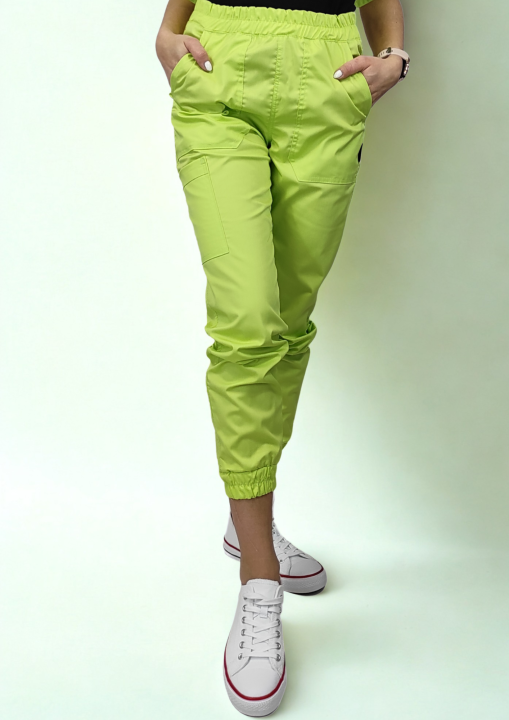 Spodnie medyczne damskie jogger Brigston  limonka.png
