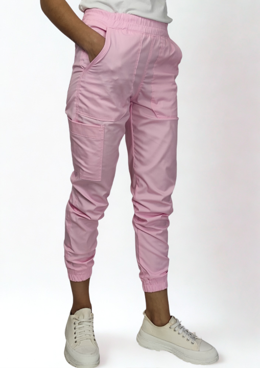 Spodnie medyczne damskie jogger Brigston pudrowy róż.png