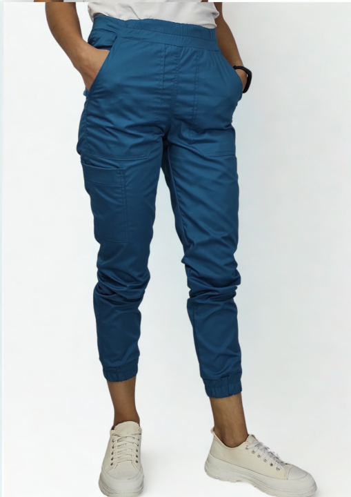 Spodnie medyczne damskie jogger Brigston zieleń morska.png