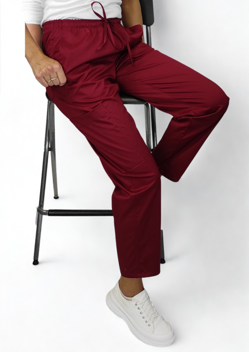 Spodnie medyczne damskie activ bordo.png