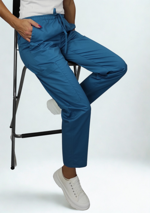 Spodnie medyczne damskie activ ciemna zieleń morska.png