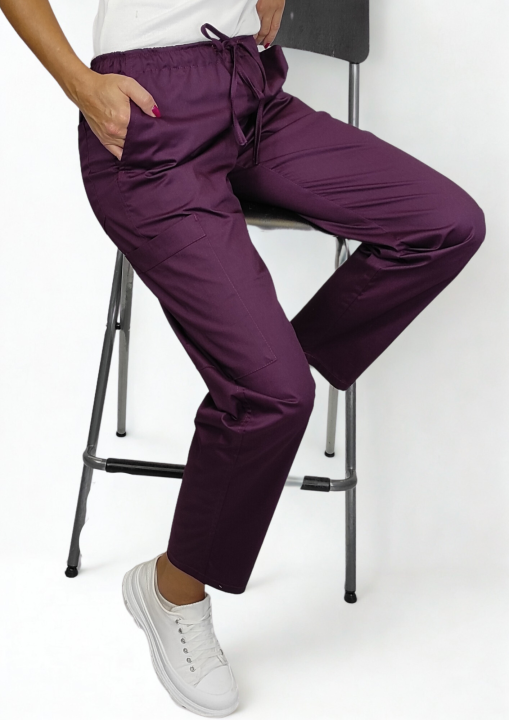 Spodnie medyczne damskie activ ciemna oberżyna.png