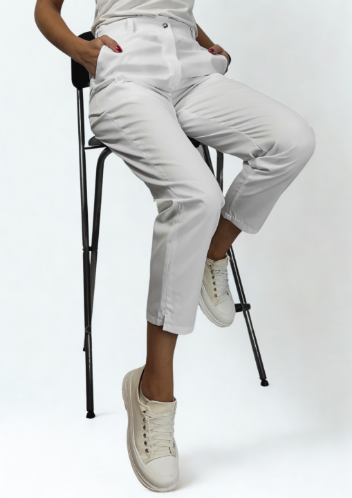 Spodnie medyczne damskie gaya flex białe.png