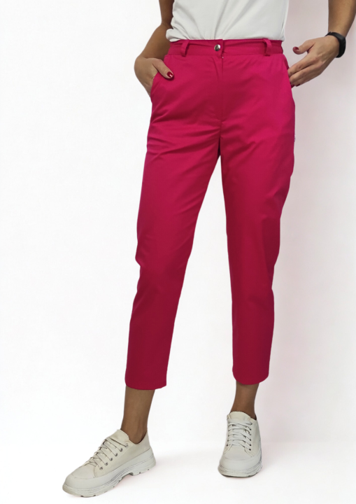 Spodnie medyczne damskie gaya flex malina.png