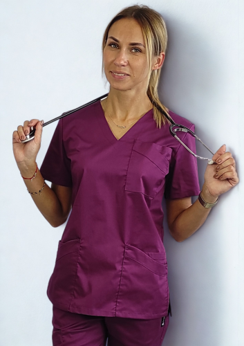 _bluza medyczna damska rozciągliwa oberżyna .png