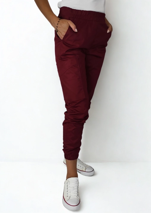 Spodnie medyczne damskie jogger dynamic bordo.png