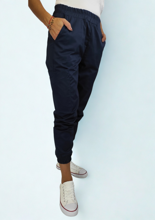 Spodnie medyczne damskie jogger dynamic granat.png