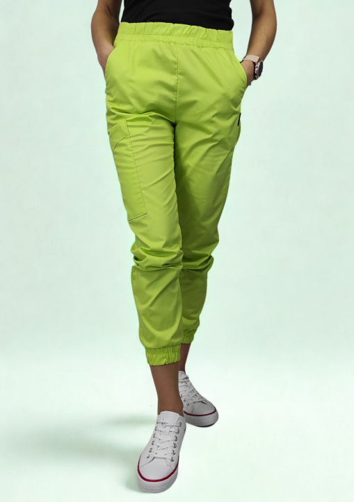 Spodnie medyczne damskie jogger dynamic limonka.png