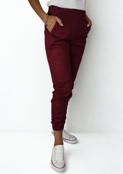 Spodnie medyczne damskie jogger dynamic bordo.png