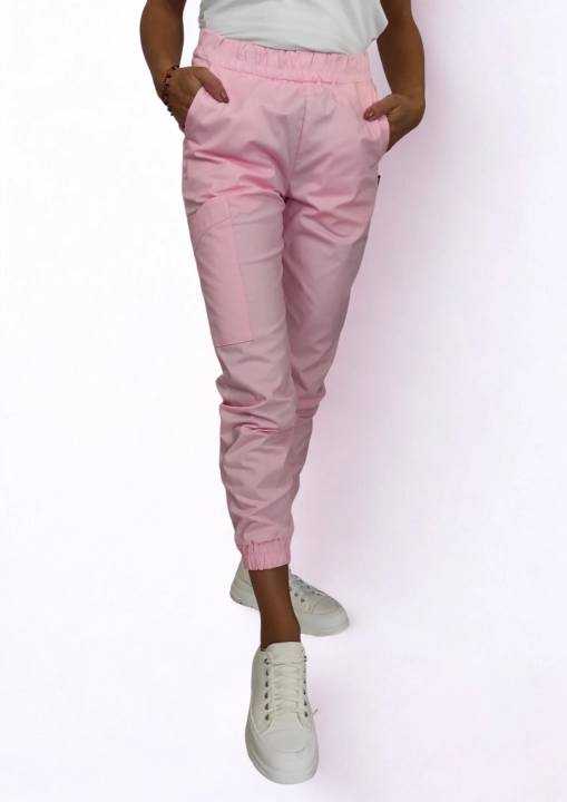 Spodnie medyczne damskie jogger dynamic pudrowy róż.png