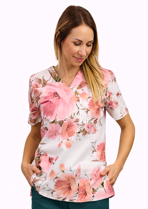 _bluza damska medyczna bawełniana  w kwiaty.png