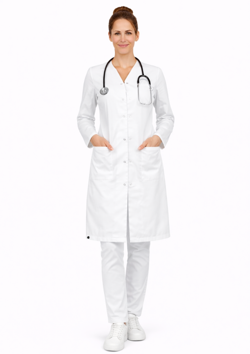 fartuch medyczny damski biały długi rękaw Blanka flex.png