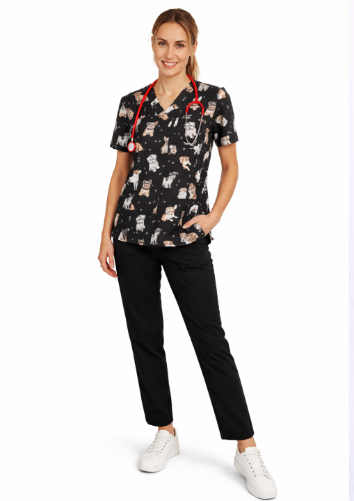 _komplet medyczny damski bawełniany weterynarz pieski.png