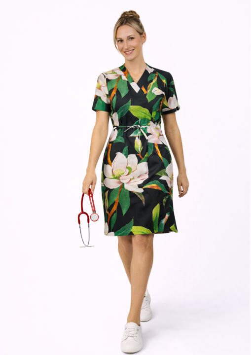 sukienka medyczna damska bawełniana  kwiaty (2).png