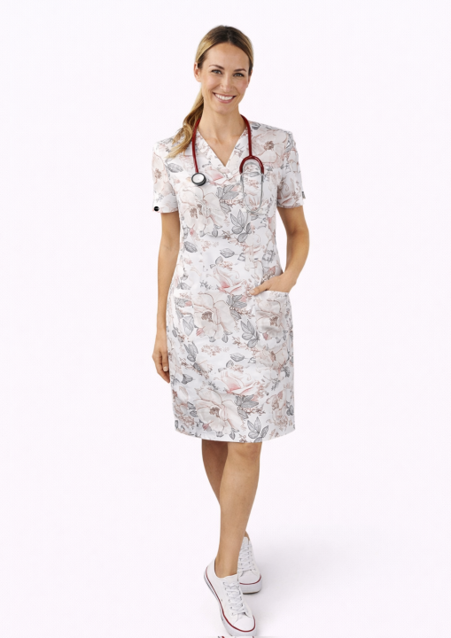sukienka medyczna damska bawełniana  kwiaty (3).png