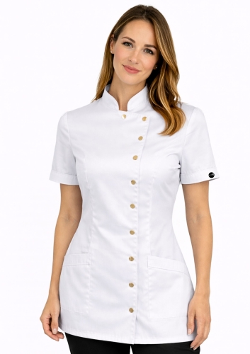 tunika-medyczna-damska-biała złote-napy-euro-styl.jpg